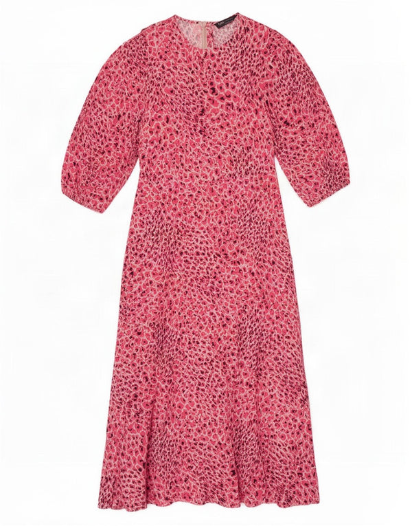 Marks & Spencer Womens 3/4 Sleeve Maxi Dress UK 12 Medium Pink Animal Print