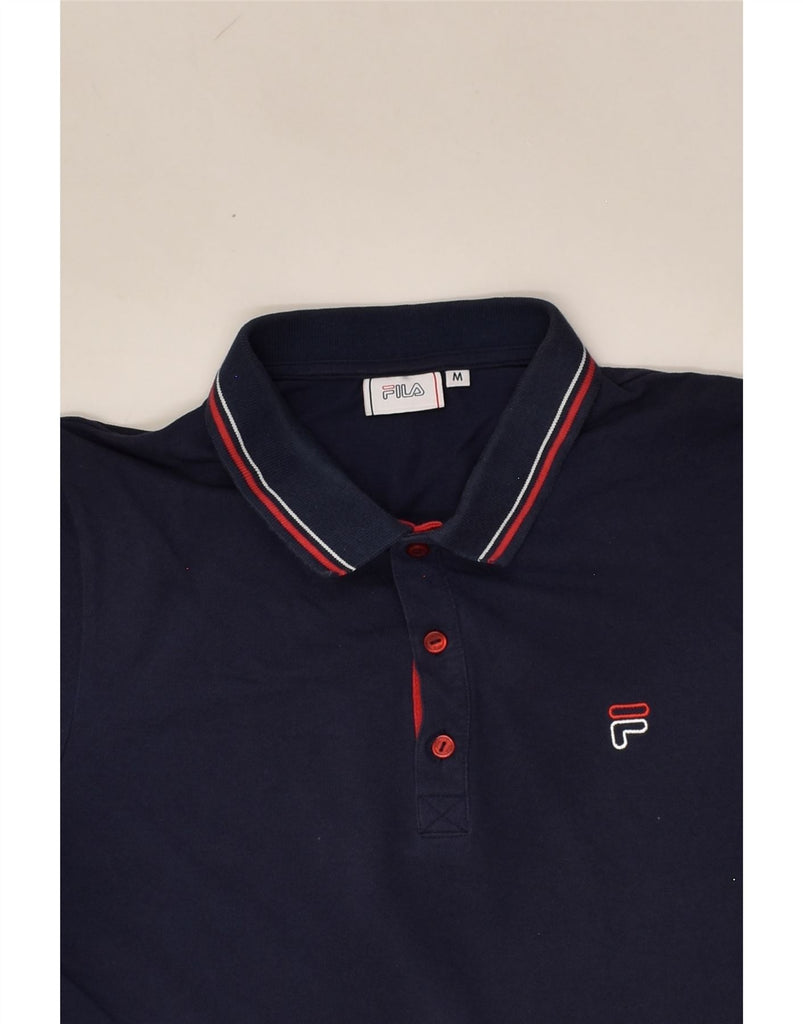 FILA Mens Polo Shirt Medium Navy Blue Cotton | Vintage Fila | Thrift | Second-Hand Fila | Used Clothing | Messina Hembry 