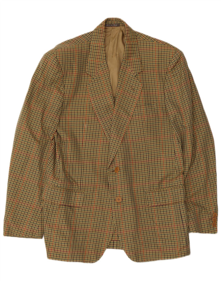 Monza Mens 2 Button Blazer Jacket IT 48 Medium Khaki Gingham Cotton