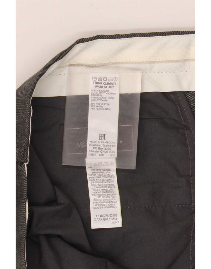 Marks & Spencer Mens Tailored Fit Straight Suit Trousers W36 L31 Grey Check