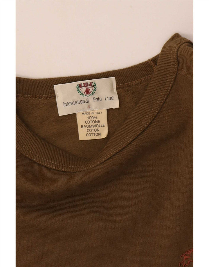 Vintage Mens Sweatshirt Jumper Large Brown Cotton