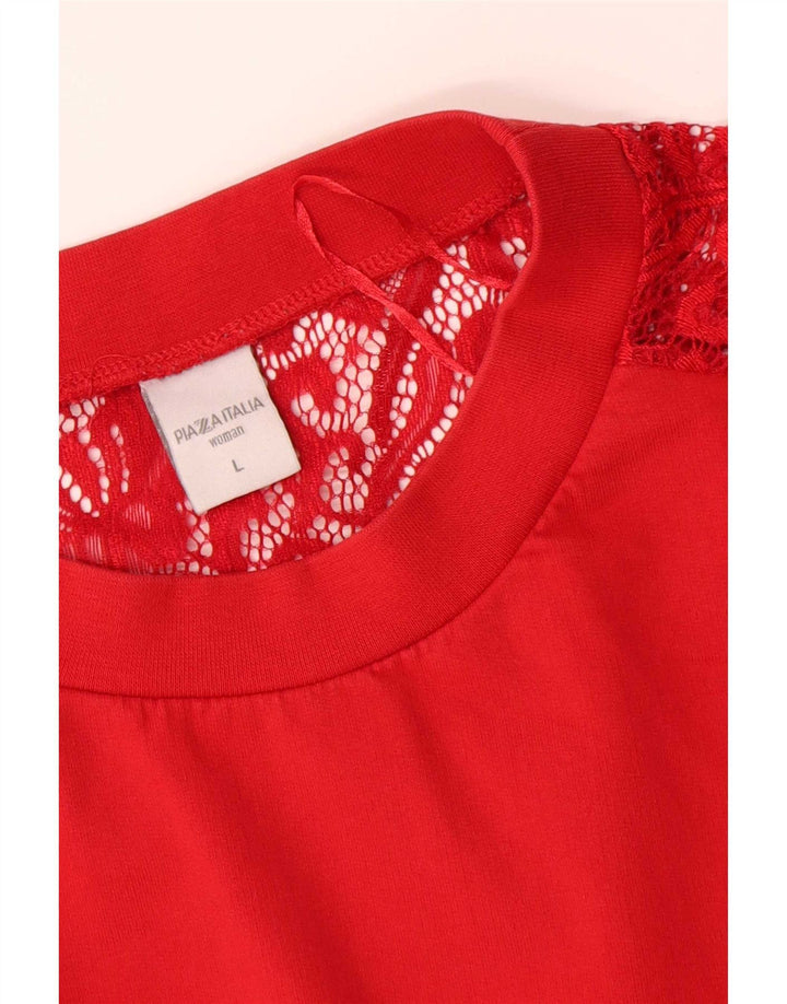 PIAZZA ITALIA Womens Blouse Top UK 16 Large Red Floral