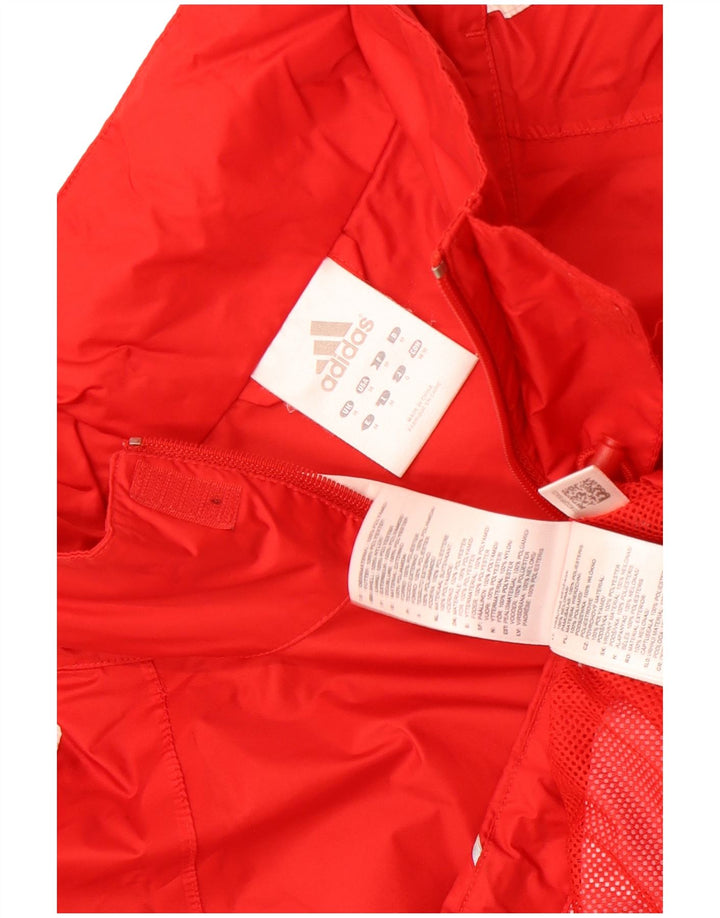 Adidas Mens Hooded Rain Jacket UK 38 Medium Red Polyester