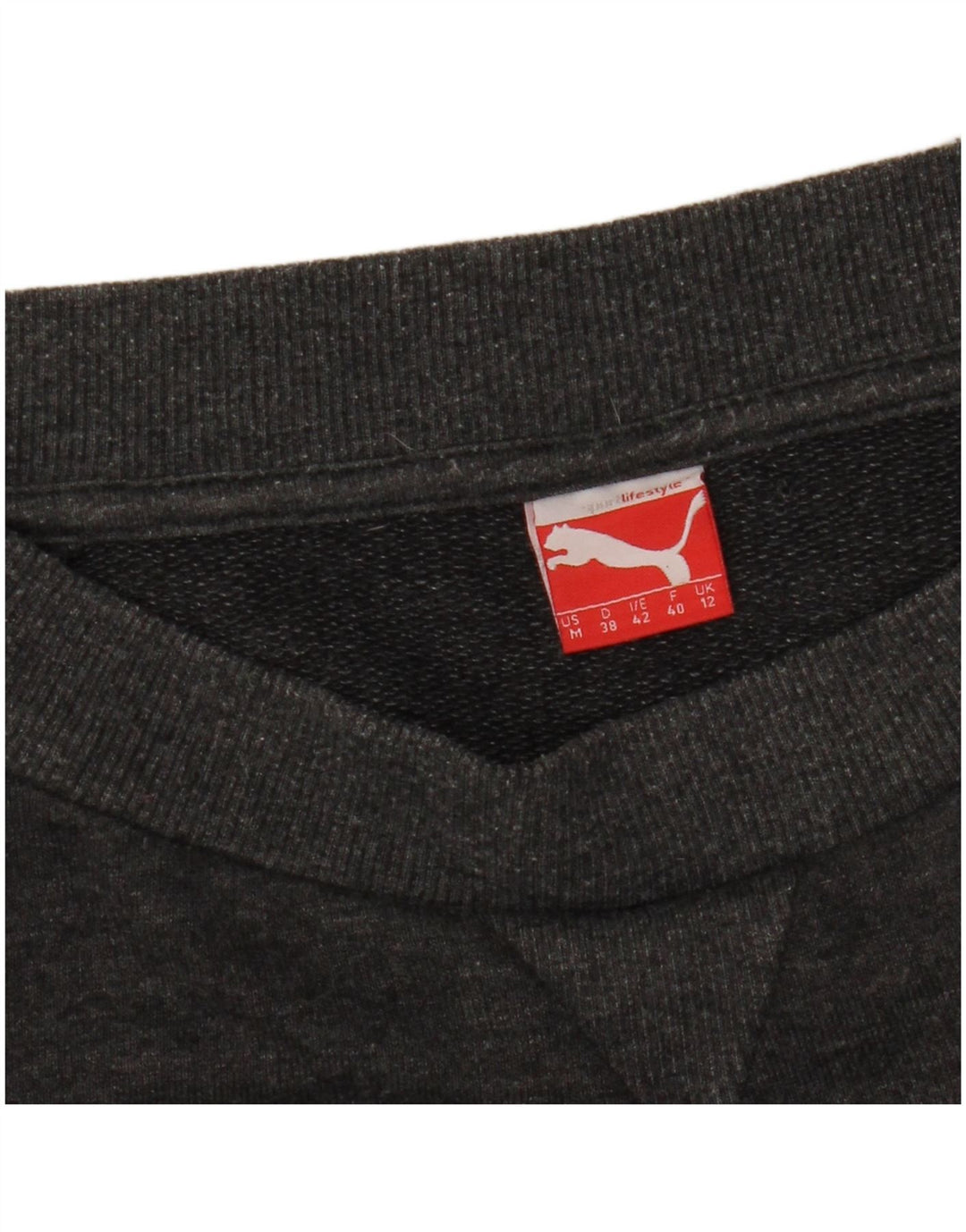 PUMA Womens Graphic Short Sleeve Sweatshirt Jumper UK 12 Medium Grey