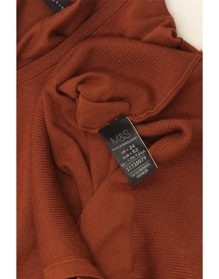 Marks & Spencer Womens Cardigan Sweater UK 24 4XL Brown Viscose