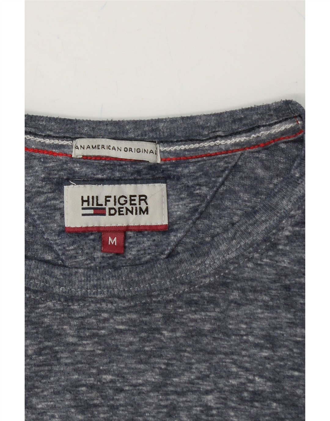TOMMY HILFIGER Womens T-Shirt Top UK 14 Medium Navy Blue Flecked Vintage Tommy Hilfiger and Second-Hand Tommy Hilfiger from Messina Hembry 