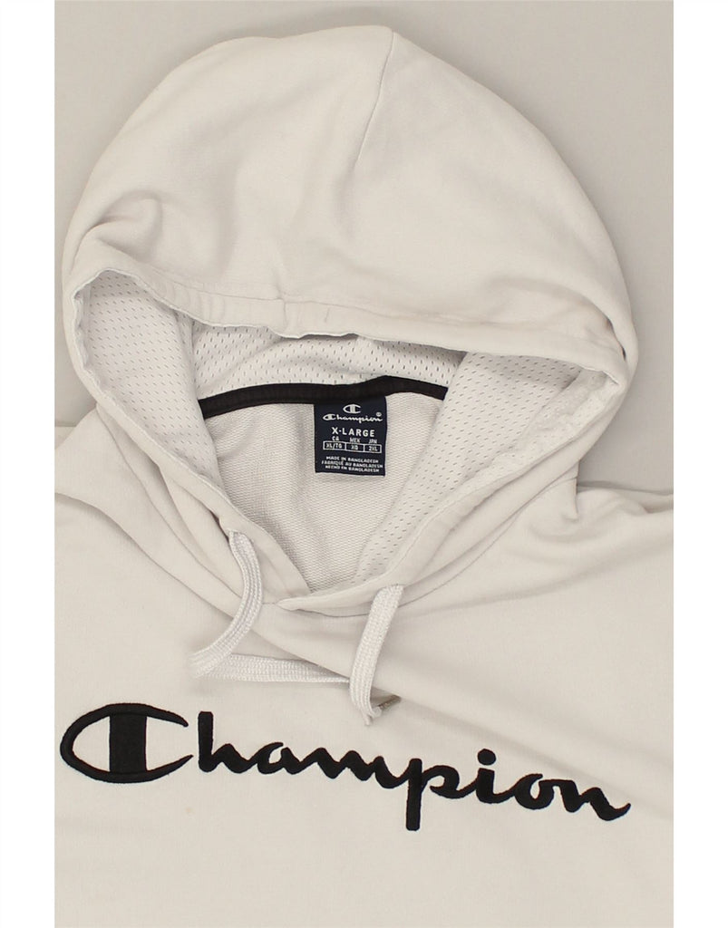 CHAMPION Mens Graphic Hoodie Jumper XL White Cotton | Vintage Champion | Thrift | Second-Hand Champion | Used Clothing | Messina Hembry 