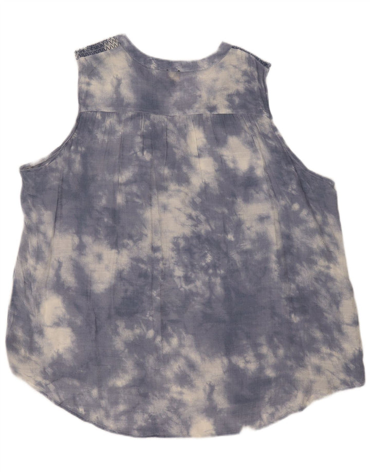 Lee Womens Sleeveless Oversized Blouse Top UK 22 3XL Blue Tie Dye Rayon