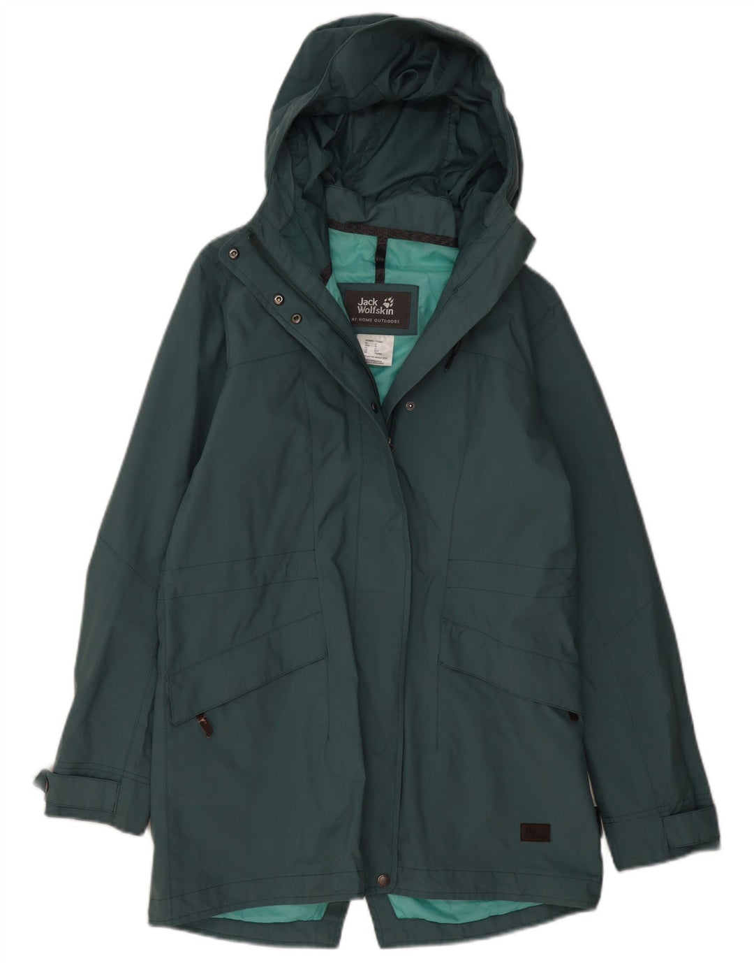 JACK WOLFSKIN Womens Hooded Raincoat UK 8/10 Small Green Polyamide