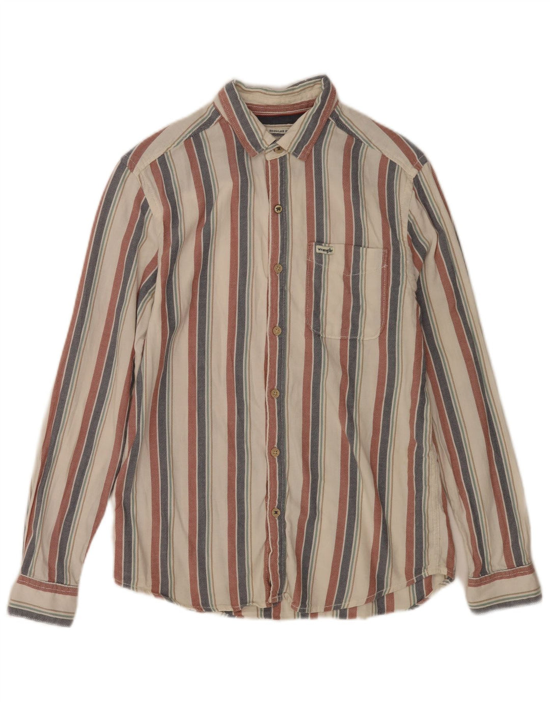 Wrangler Mens Regular Fit Shirt Small Multicoloured Striped Cotton