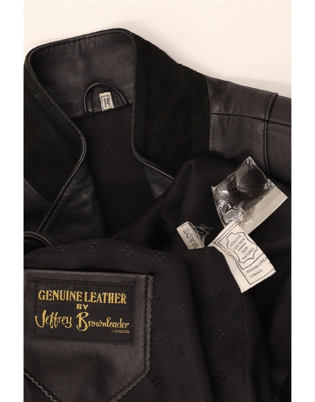 JEFFREY BROWNLEADER Womens Leather Coat UK 14 Large Black Leather