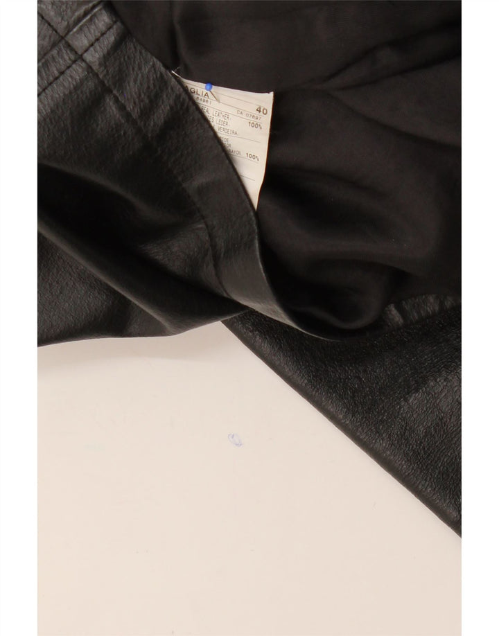 BENETTON Womens Leather Jacket IT 40 Small Black Leather Vintage Benetton and Second-Hand Benetton from Messina Hembry 