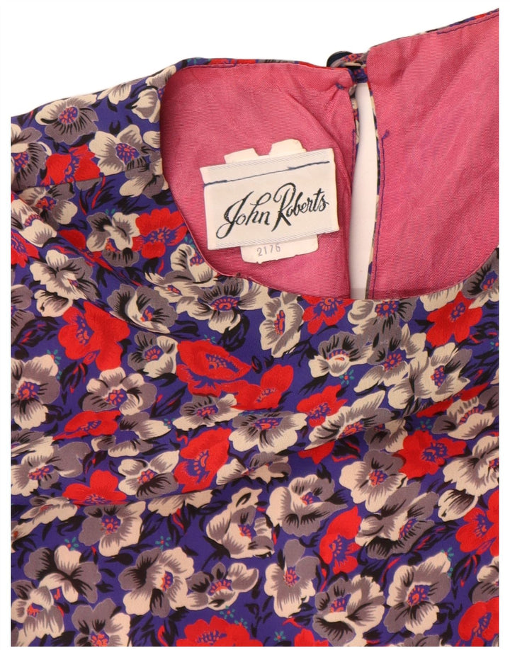 Vintage Womens 3/4 Sleeve Sheath Dress US 8 Medium Multicoloured Floral