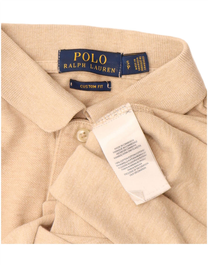 POLO RALPH LAUREN Mens Custom Fit Polo Shirt Small Beige Cotton