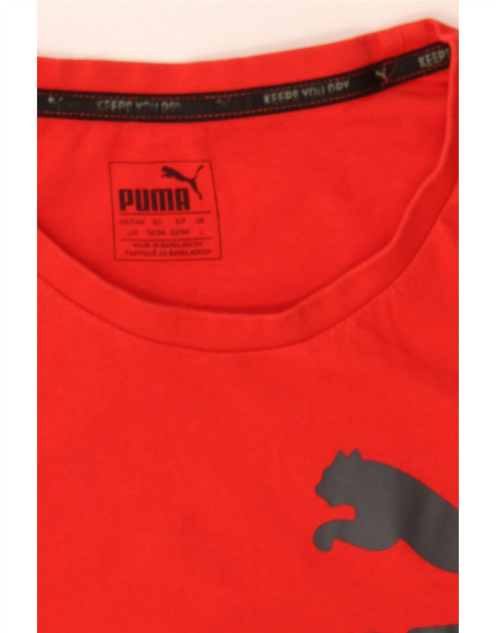 PUMA Mens Graphic T-Shirt Top Large Red Cotton Vintage Puma and Second-Hand Puma from Messina Hembry 