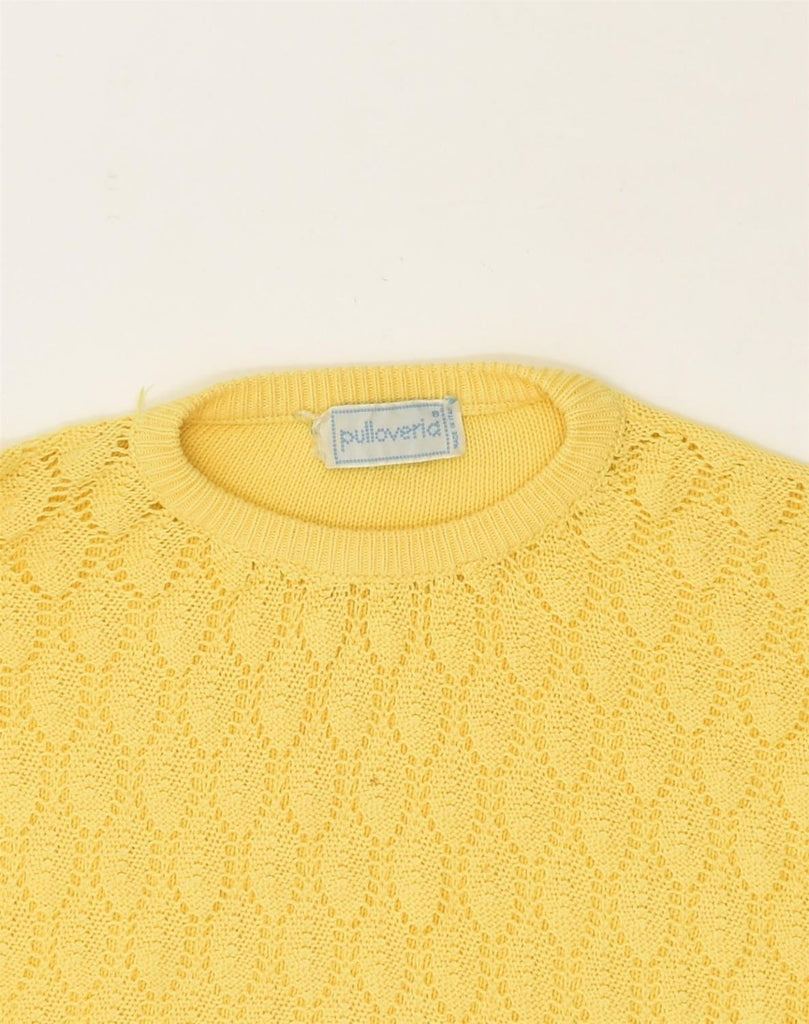 VINTAGE Womens Crew Neck Jumper Sweater UK 16 Large Yellow Cotton | Vintage Vintage | Thrift | Second-Hand Vintage | Used Clothing | Messina Hembry 