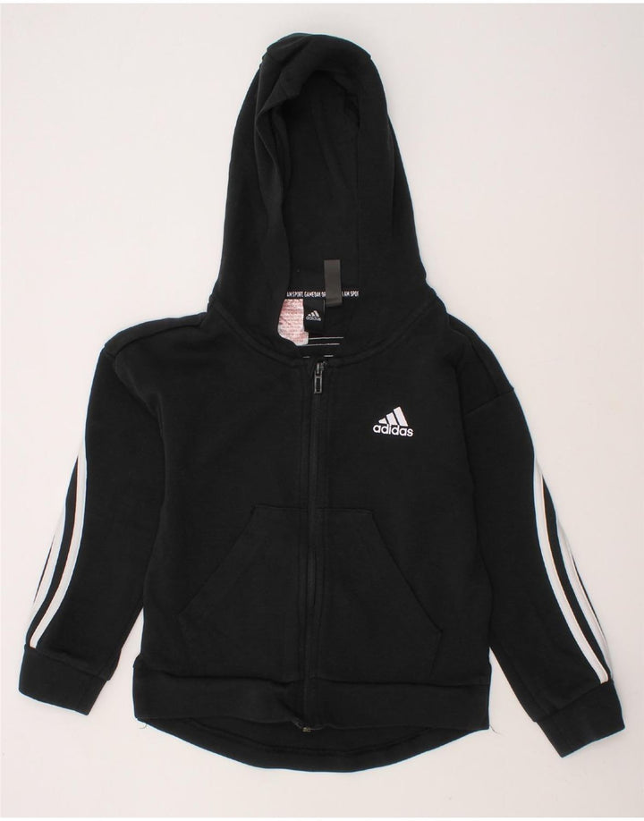 ADIDAS Boys Zip Hoodie Sweater 7-8 Years Black Cotton Vintage Adidas and Second-Hand Adidas from Messina Hembry 