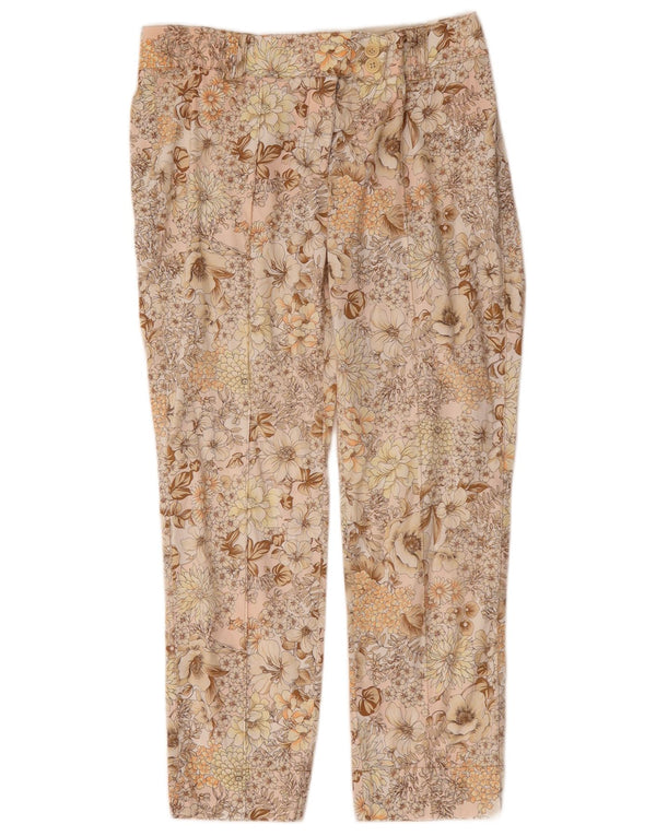 Conte of Florence Womens Cropped Trousers IT 42 Medium W30 L25 Pink Floral