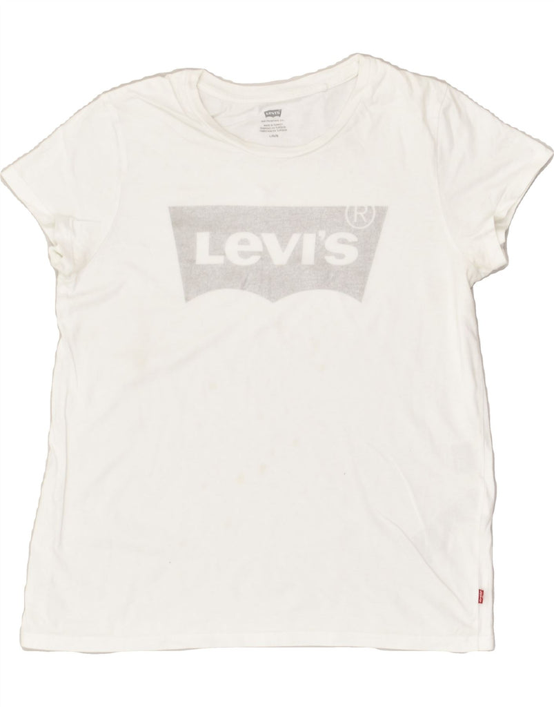 LEVI'S Womens Graphic T-Shirt Top UK 16 Large White Cotton | Vintage Levi's | Thrift | Second-Hand Levi's | Used Clothing | Messina Hembry 