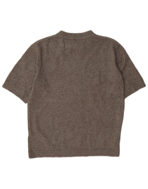 Marks & Spencer Womens Short Sleeve Crew Neck Jumper Sweater UK 6 XS Grey