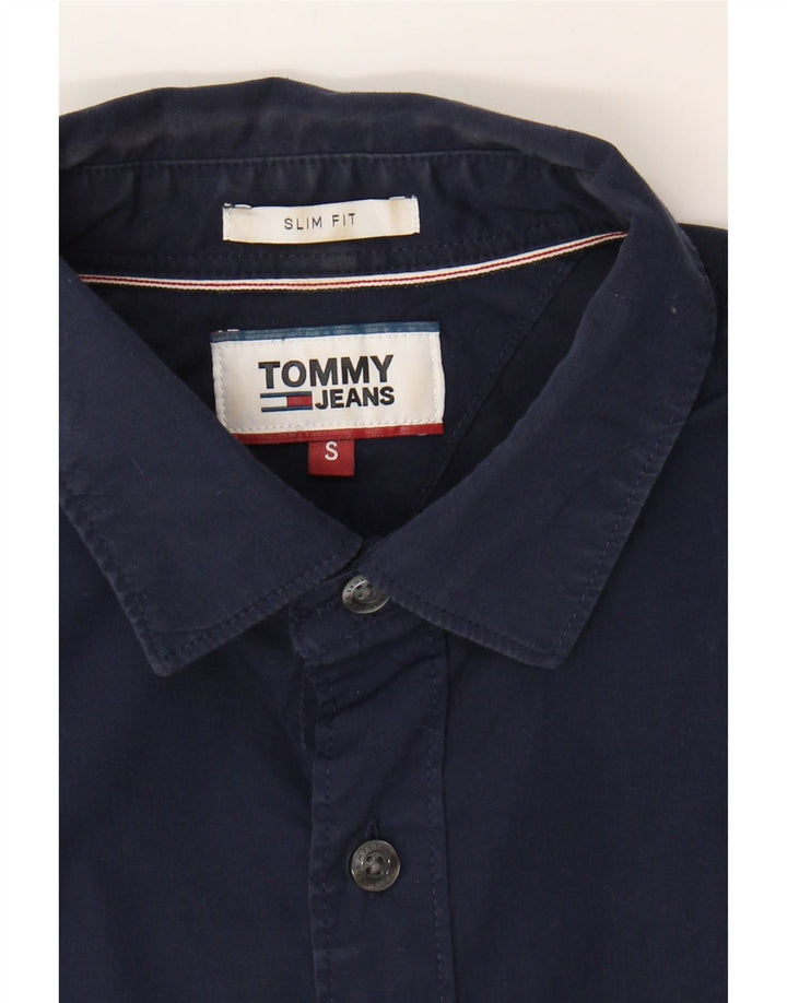 TOMMY HILFIGER Mens Slim Fit Shirt Small Navy Blue Cotton Vintage Tommy Hilfiger and Second-Hand Tommy Hilfiger from Messina Hembry 