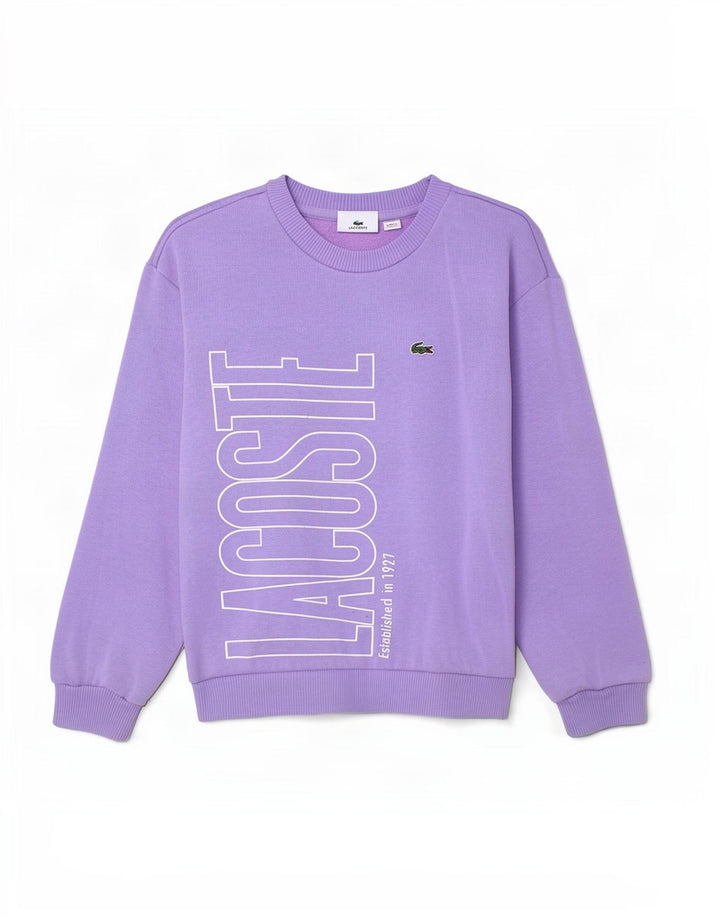 Lacoste Boys Graphic Sweatshirt Jumper 7-8 Years Purple Cotton