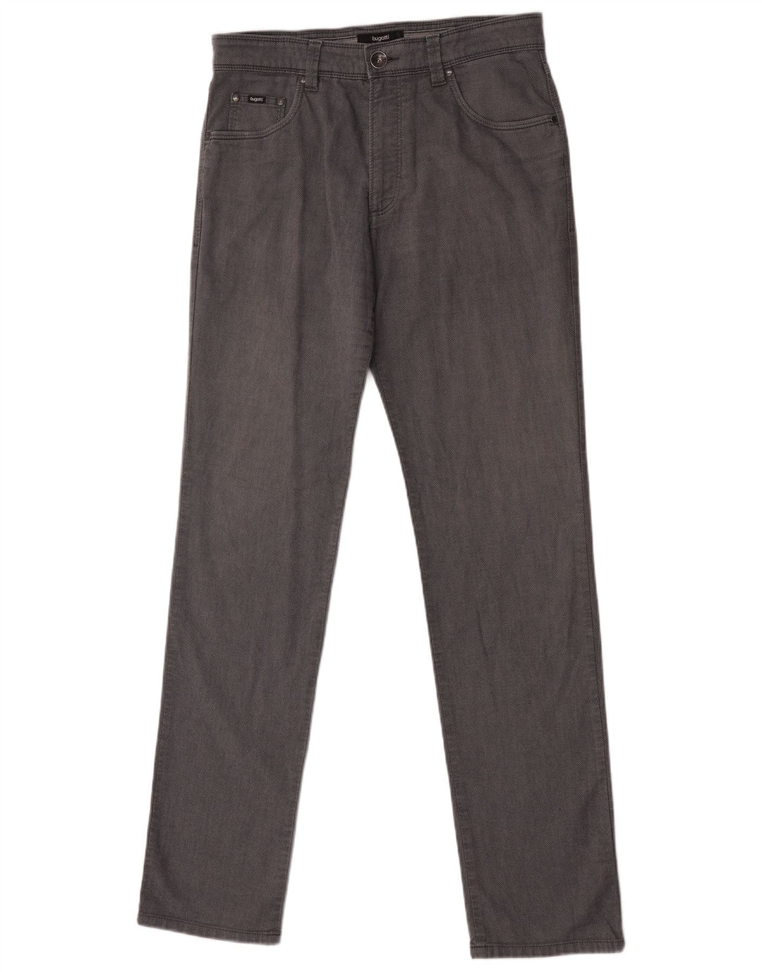 Bugatti Mens Straight Casual Trousers W30 L34 Grey Cotton