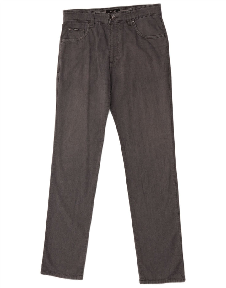 Bugatti Mens Straight Casual Trousers W30 L34 Grey Cotton