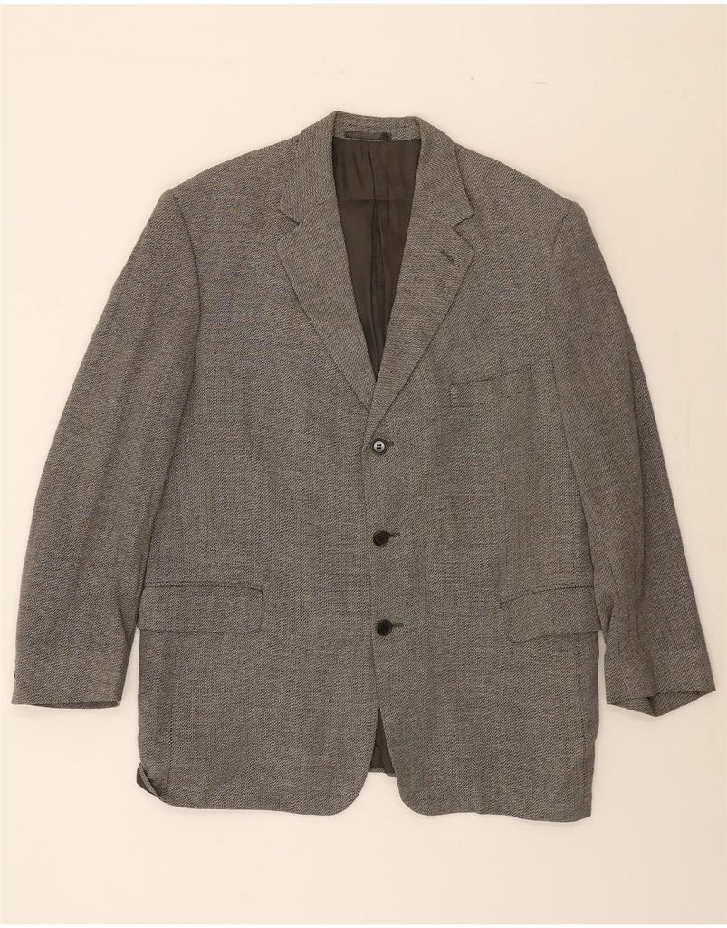 JAEGER Mens 3 Button Blazer Jacket UK 38 Medium Grey Wool Vintage Jaeger and Second-Hand Jaeger from Messina Hembry 