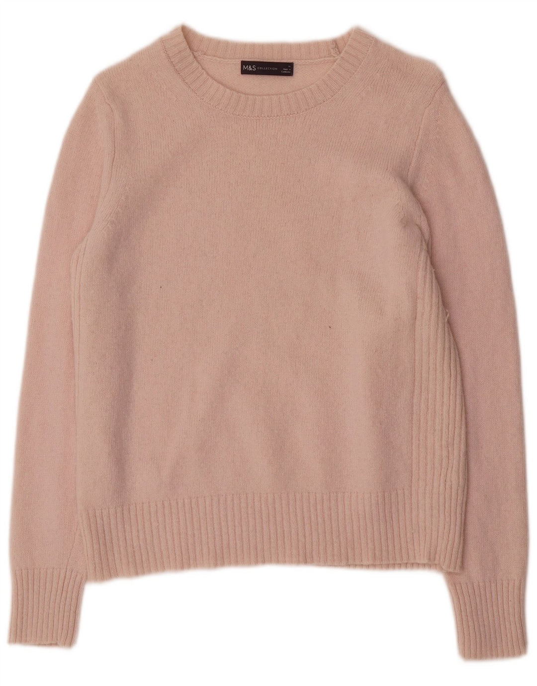 Marks & Spencer Womens Boat Neck Jumper Sweater UK 14 Medium Pink Wool