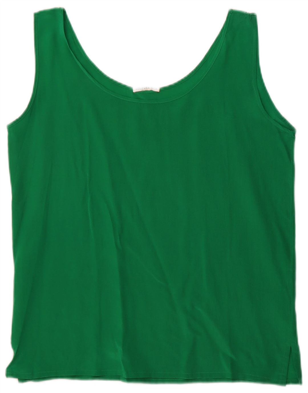 Vintage Womens Crop Sleeveless Blouse Top UK 10 Small Green Silk