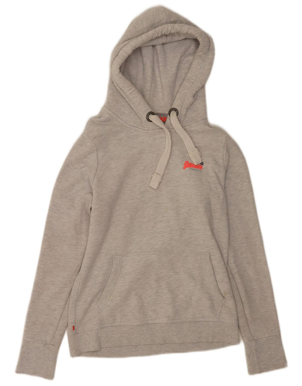 Superdry Womens Hoodie Jumper UK 14 Medium Grey Cotton