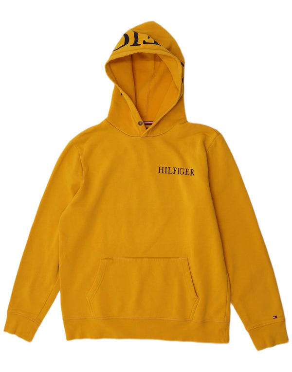 Tommy Hilfiger Mens Graphic Hoodie Jumper XL Yellow Cotton