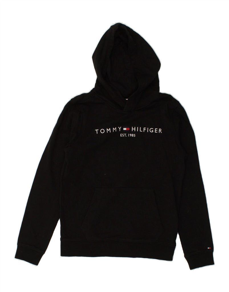 TOMMY HILFIGER Boys Graphic Hoodie Jumper 11-12 Years Black Cotton | Vintage Tommy Hilfiger | Thrift | Second-Hand Tommy Hilfiger | Used Clothing | Messina Hembry 