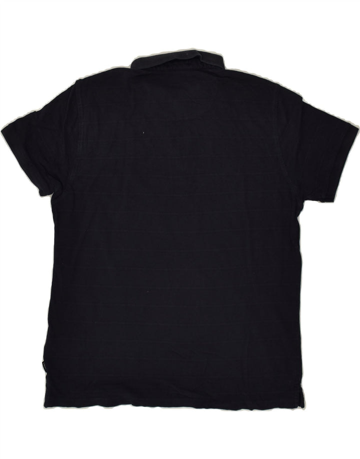 LIU JO Mens Polo Shirt Large Navy Blue Striped Cotton Vintage Liu Jo and Second-Hand Liu Jo from Messina Hembry 