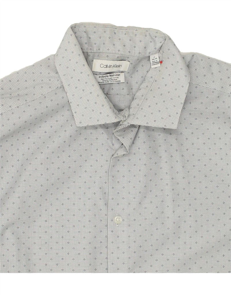 CALVIN KLEIN Mens Slim Fit Shirt Size 17 XL Grey Gingham | Vintage Calvin Klein | Thrift | Second-Hand Calvin Klein | Used Clothing | Messina Hembry 