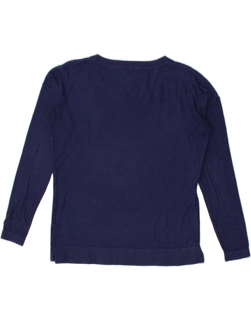 TOMMY HILFIGER Womens Boat Neck Jumper Sweater UK 10 Small Navy Blue Vintage Tommy Hilfiger and Second-Hand Tommy Hilfiger from Messina Hembry 