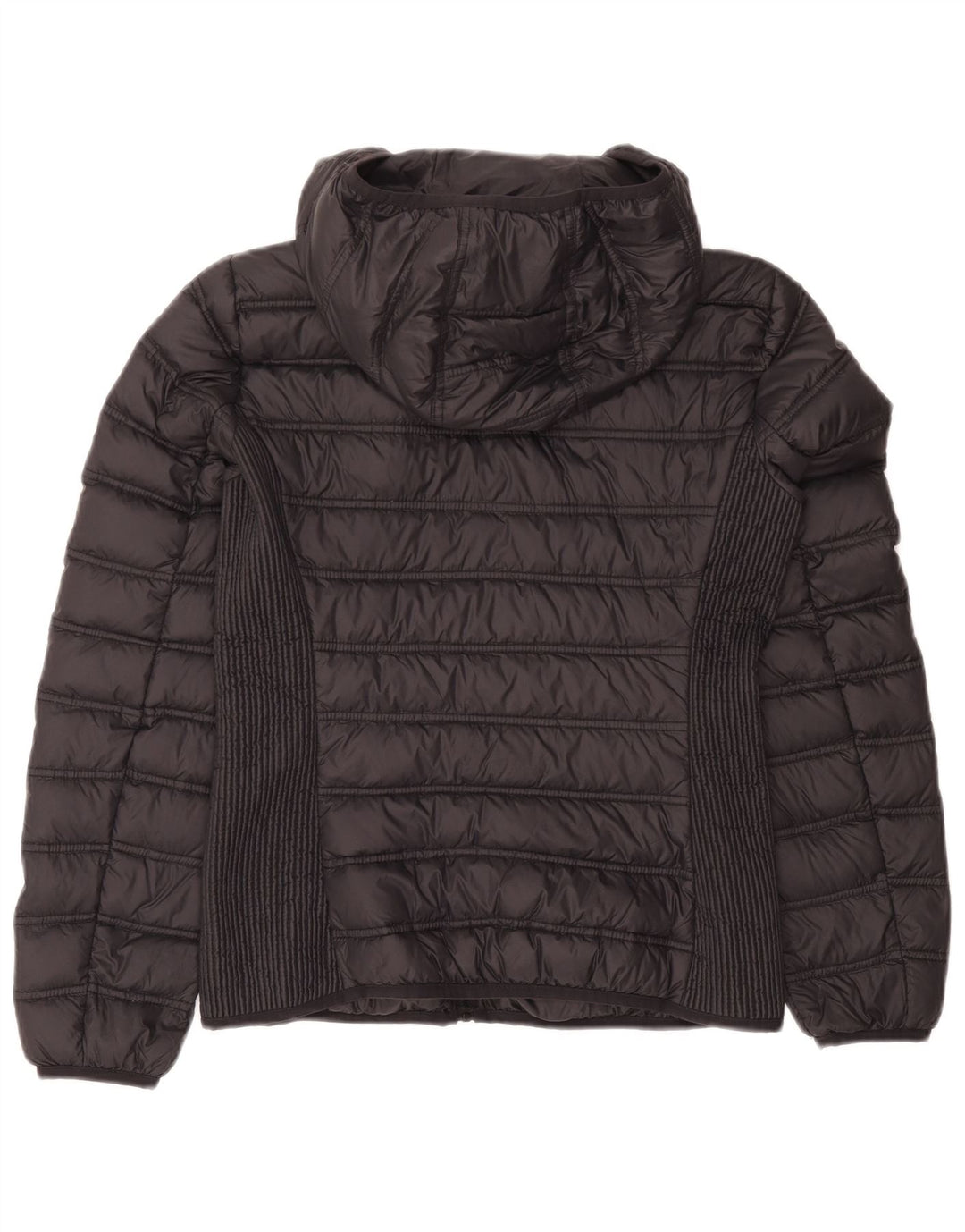 Vintage Womens Hooded Padded Jacket UK 12 Medium Grey Colourblock Polyamide