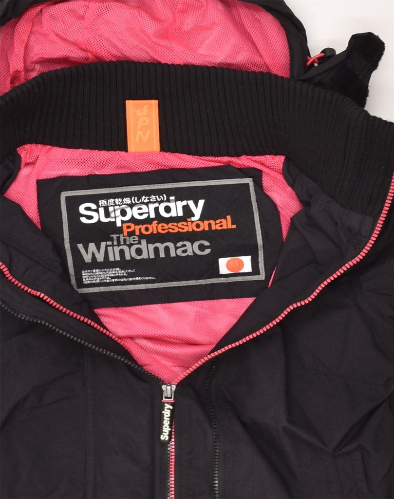 SUPERDRY Womens The Windmac Hooded Windbreaker Jacket UK 12 Medium Black | Vintage Superdry | Thrift | Second-Hand Superdry | Used Clothing | Messina Hembry 