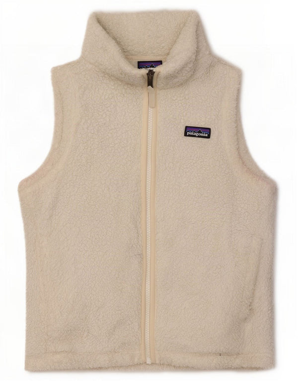 Patagonia Girls Fleece Gilet 9-10 Years Medium White Polyester