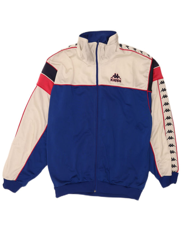 Kappa Mens Graphic Tracksuit Top Jacket Large Blue Colourblock Sports