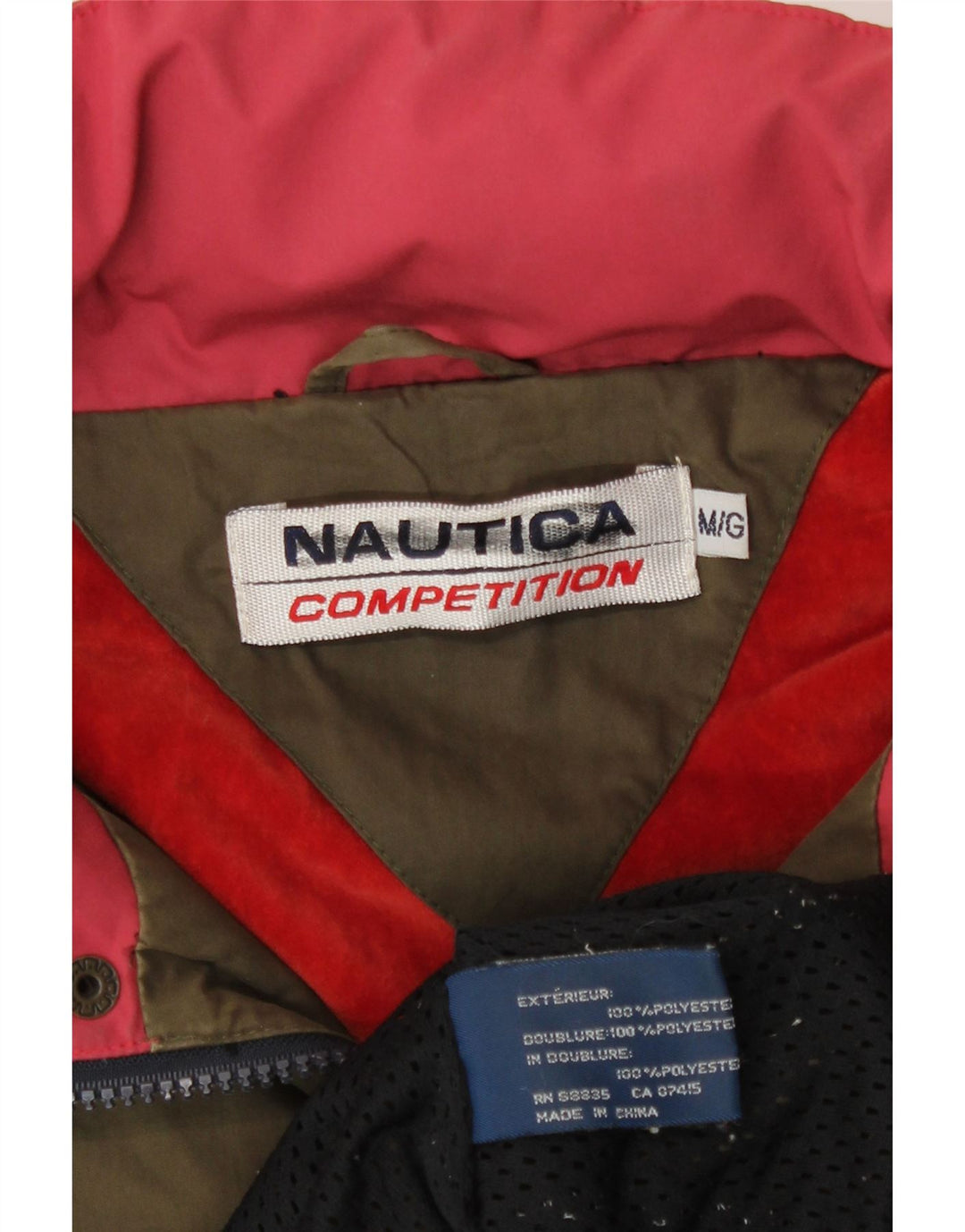 Nautica Mens Graphic Hooded Rain Jacket UK 38 Medium Khaki Polyester