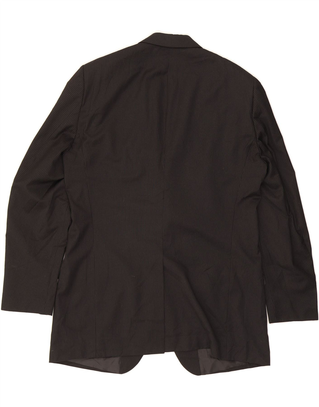 DOCKERS Mens Long 2 Button Blazer Jacket UK 44 2XL Black Pinstripe Vintage Dockers and Second-Hand Dockers from Messina Hembry 