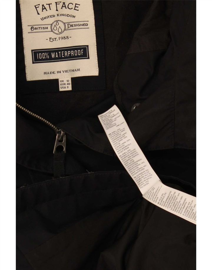 Fat Face Womens Hooded Parka Jacket UK 12 Medium Black Cotton