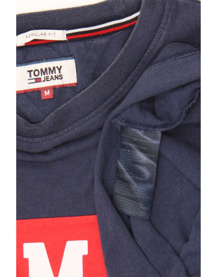 Tommy Hilfiger Mens Graphic T-Shirt Top Medium Navy Blue Colourblock