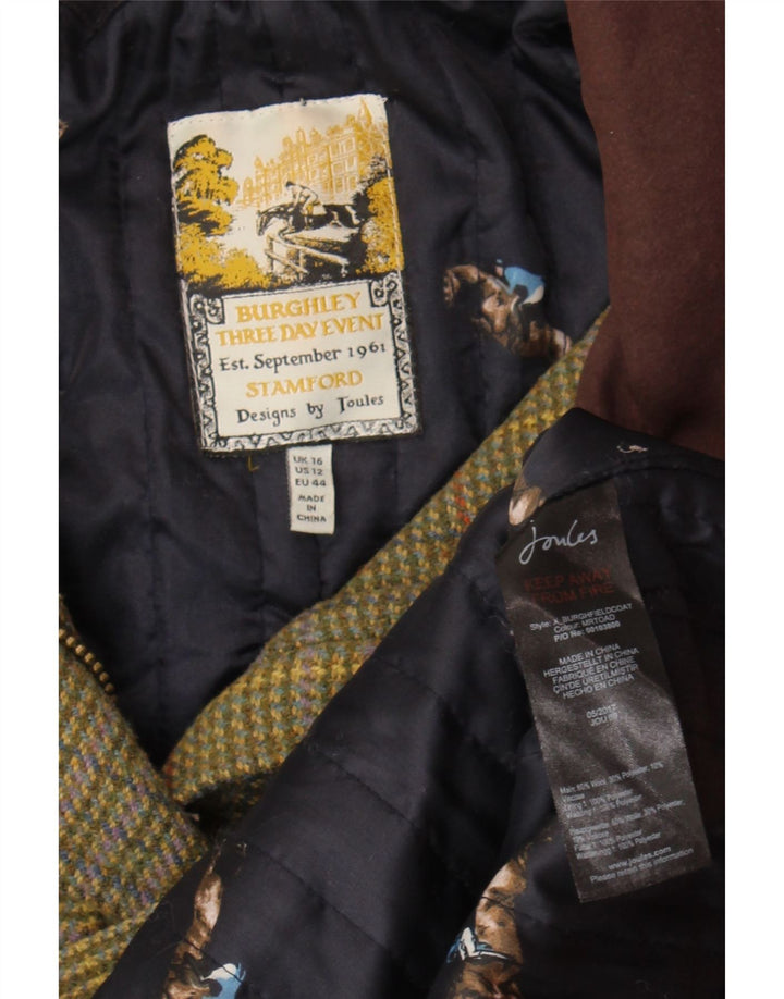 Joules Womens Country Jacket UK 16 Large Green Plaid Wool