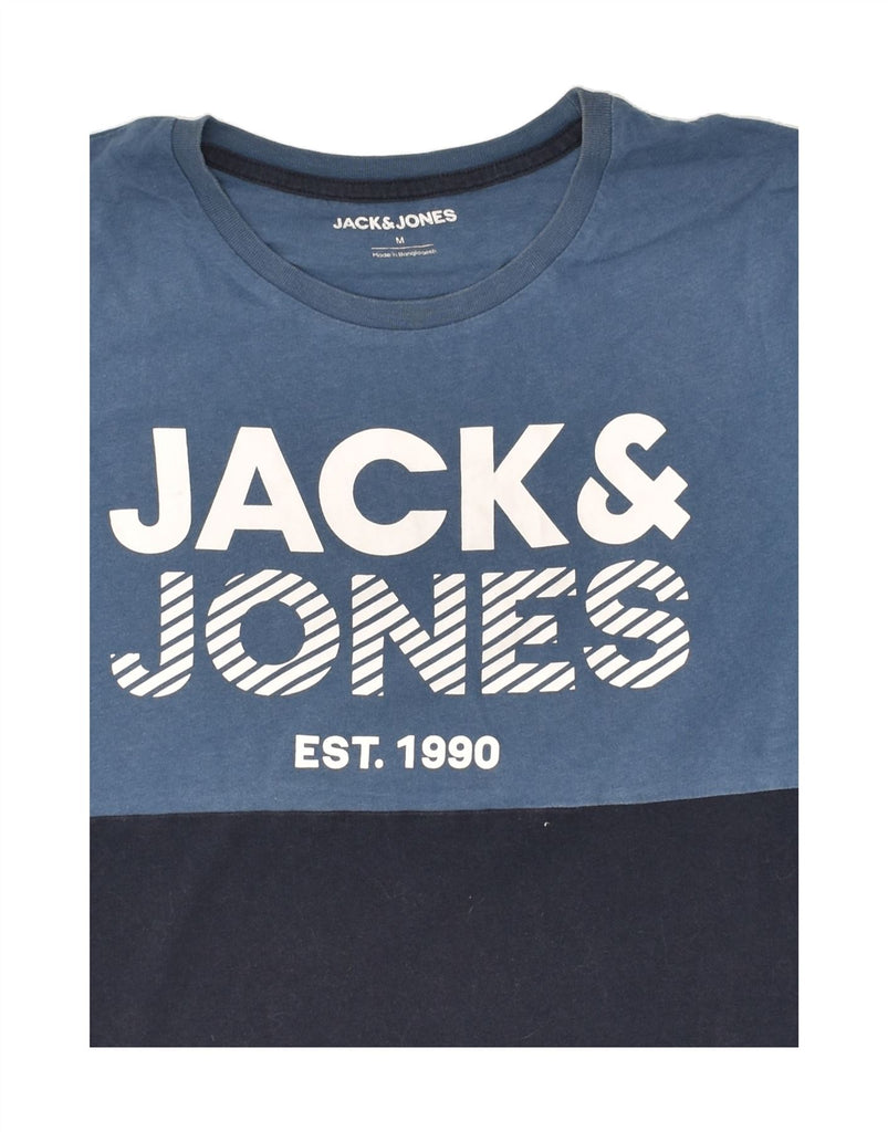 JACK & JONES Mens Graphic T-Shirt Top Medium Navy Blue Colourblock Cotton | Vintage Jack & Jones | Thrift | Second-Hand Jack & Jones | Used Clothing | Messina Hembry 