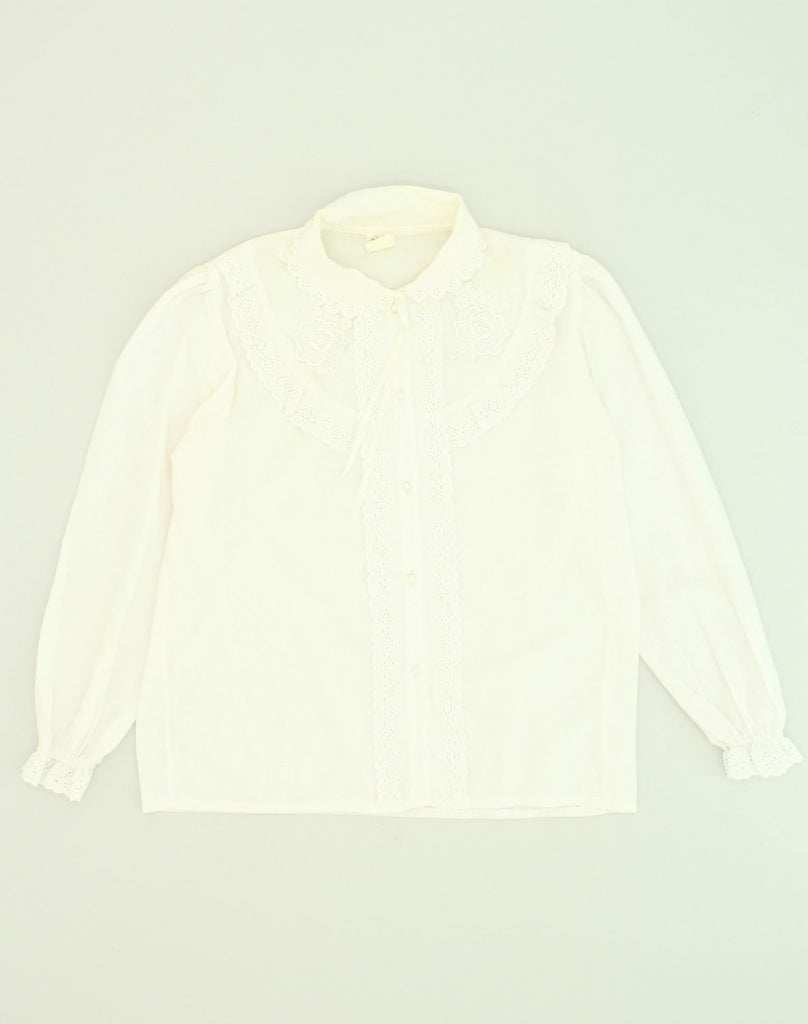 VINTAGE Womens See Through Shirt UK 14 Medium White Cotton | Vintage Vintage | Thrift | Second-Hand Vintage | Used Clothing | Messina Hembry 