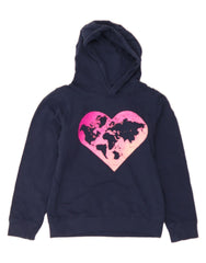 MOUNTAIN WAREHOUSE Girls Graphic Hoodie Jumper 9-10 Years Navy Blue Heart