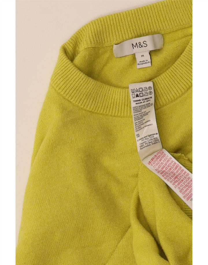 Marks & Spencer Womens Crew Neck Jumper Sweater UK 14 Medium Yellow